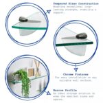 6x Clear 60cm Floating Glass Wall Shelves Bathroom Shelf with Chrome Brackets - Image 2