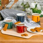 6x Coloured Enamel Mugs Metal Camping Tea Coffee Hot Drinks Cups Set 375ml Red - Image 5