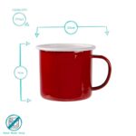 6x Coloured Enamel Mugs Metal Camping Tea Coffee Hot Drinks Cups Set 375ml Red - Image 3