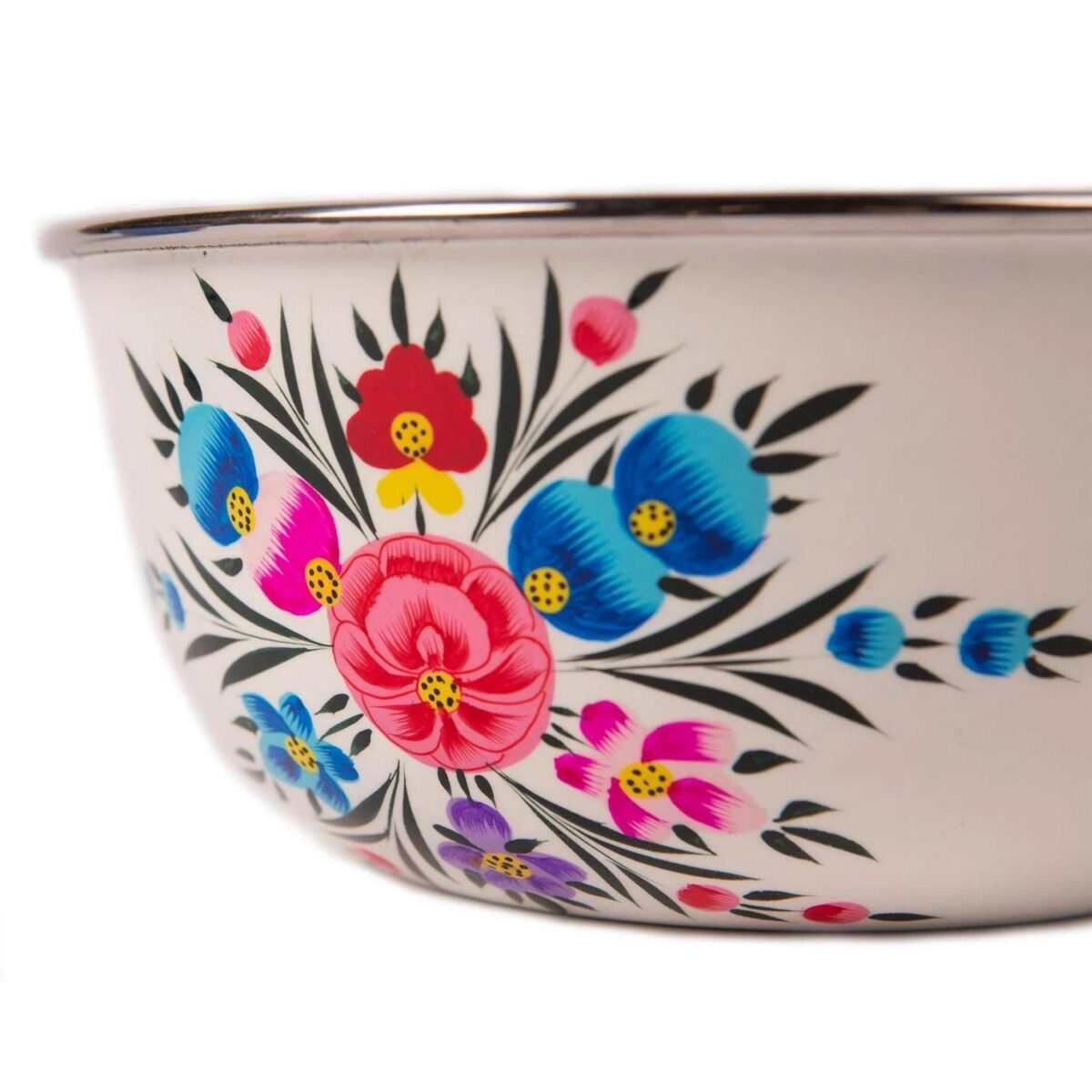 6x Cotton Pansy 14.5cm Stainless Steel Hand-Painted Picnic Snack Bowls - Image 4