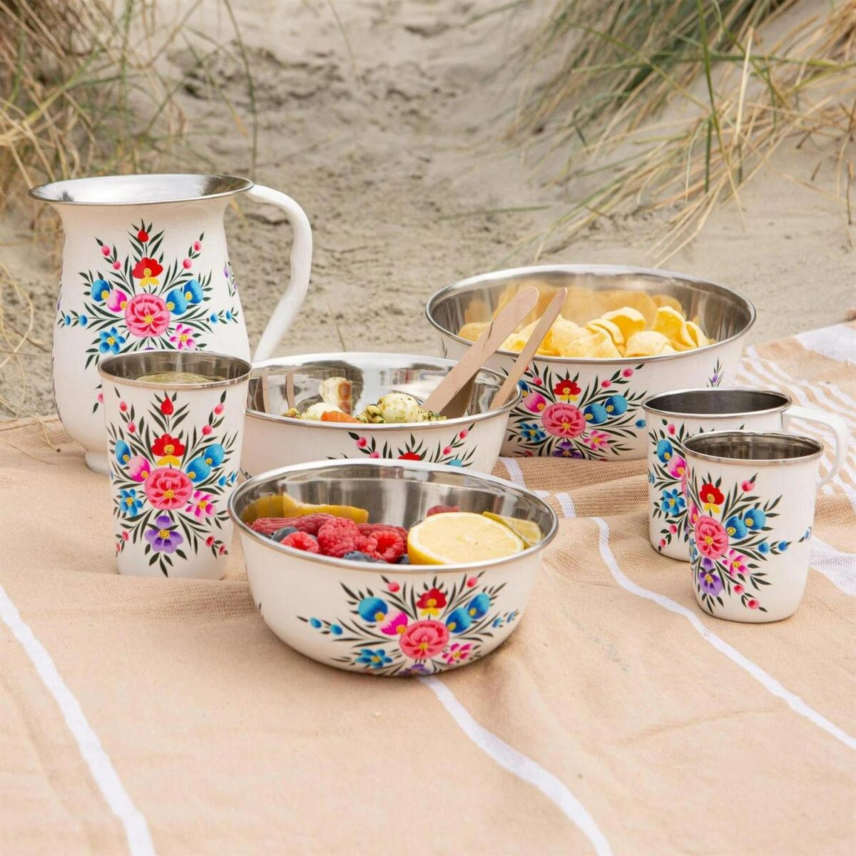 6x Cotton Pansy 400ml Stainless Steel Picnic Tumblers Reusable Party BBQ Set - Image 7