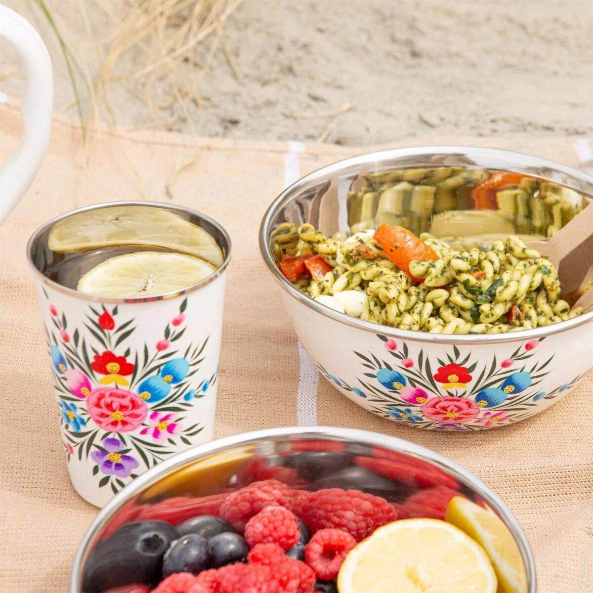 6x Cotton Pansy 400ml Stainless Steel Picnic Tumblers Reusable Party BBQ Set - Image 6