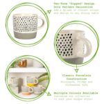 6x Dipped Dotty Stoneware Coffee Mugs Large Rustic Tea Cups Set 385ml Grey - Image 2