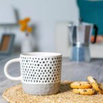 6x Dipped Dotty Stoneware Coffee Mugs Large Rustic Tea Cups Set 385ml Grey - Image 6