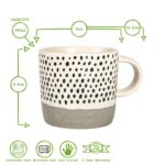 6x Dipped Dotty Stoneware Coffee Mugs Large Rustic Tea Cups Set 385ml Grey - Image 3