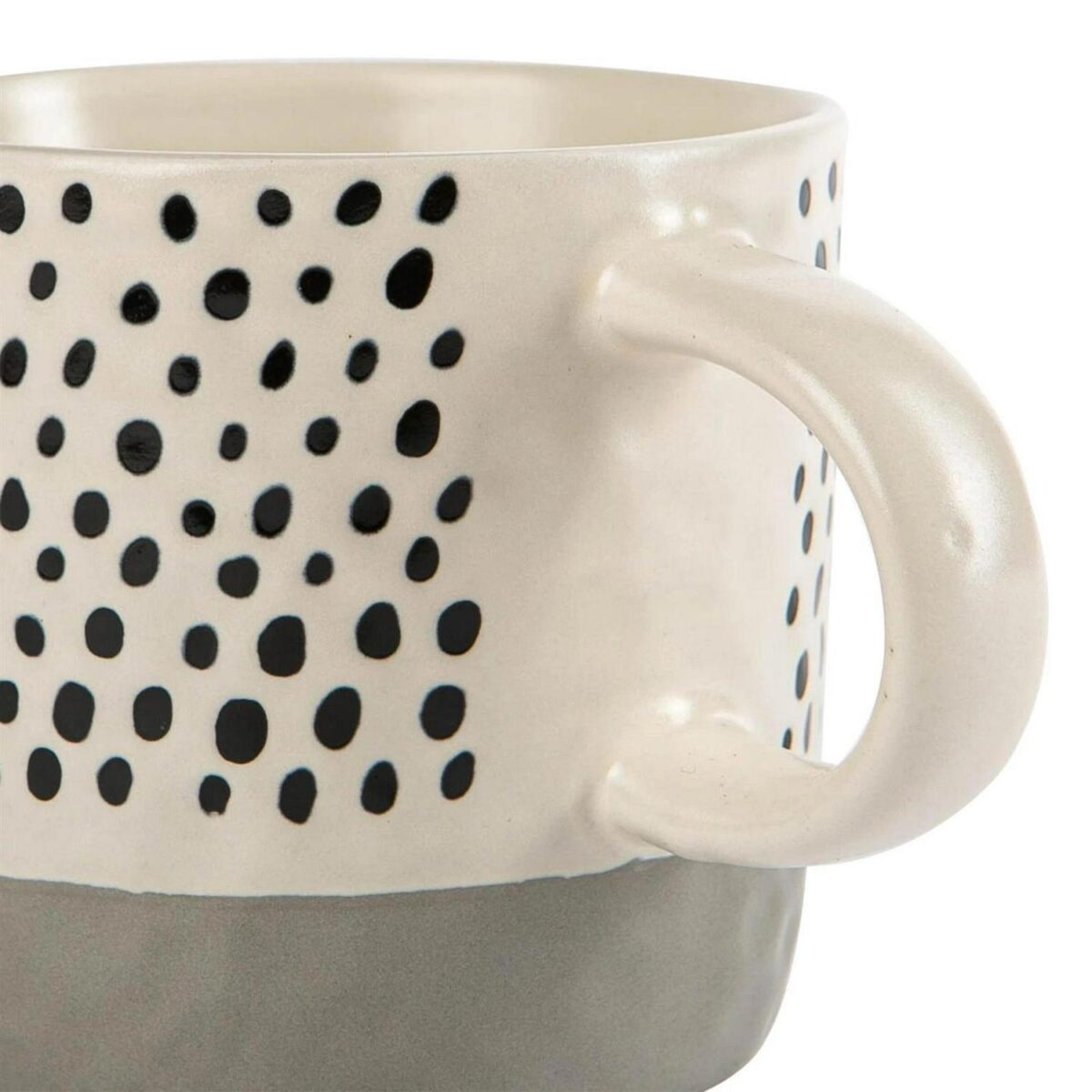 6x Dipped Dotty Stoneware Coffee Mugs Large Rustic Tea Cups Set 385ml Grey - Image 4