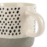 6x Dipped Dotty Stoneware Coffee Mugs Large Rustic Tea Cups Set 385ml Grey - Image 4