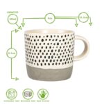 6x Dipped Dotty Stoneware Coffee Mugs Large Rustic Tea Cups Set 385ml Grey - Image 3