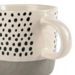 6x Dipped Dotty Stoneware Coffee Mugs Large Rustic Tea Cups Set 385ml Grey - Image 4