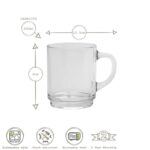 6x Duralex Grey 260ml Versailles Glass Coffee Mugs Cappuccino Tea Cup Mug - Image 3