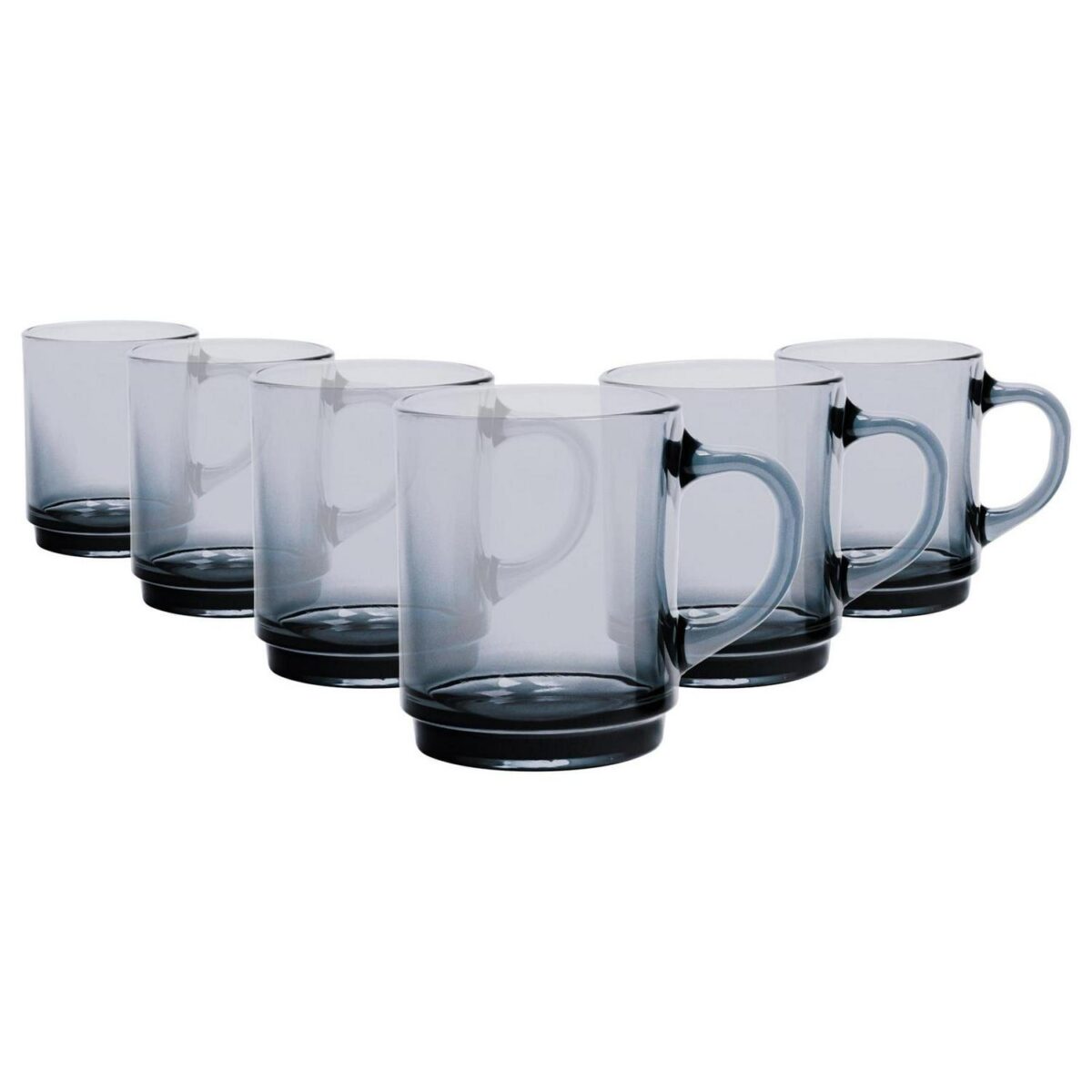 6x Duralex Grey 260ml Versailles Glass Coffee Mugs Cappuccino Tea Cup Mug - Image 1