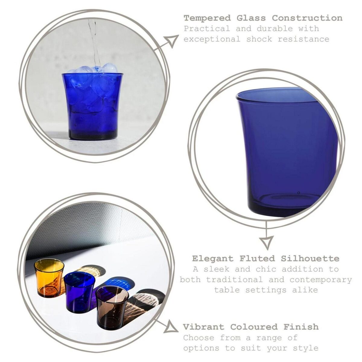 6x Duralex Lys Tumbler Glasses Water Whiskey Drinking Cup Set 210ml Sapphire - Image 2