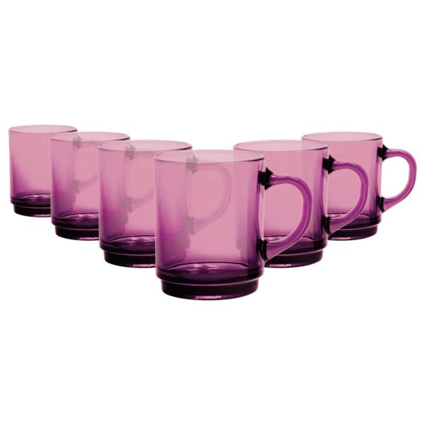 6x Duralex Plum 260ml Versailles Glass Coffee Mugs Cappuccino Tea Cup Mug