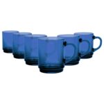 6x Duralex Saphir 260ml Versailles Glass Coffee Mugs Cappuccino Tea Cup Mug