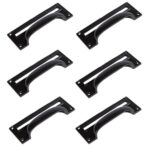 6x Filing Cabinet Cup Handle with Card Frame Cast Iron 130mm x 50mm Black