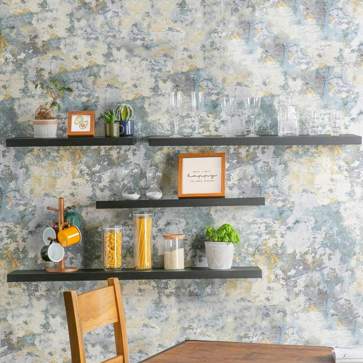 6x Floating Wall Shelves Wooden Wall Storage Living Room Bedroom 60cm Black - Image 7