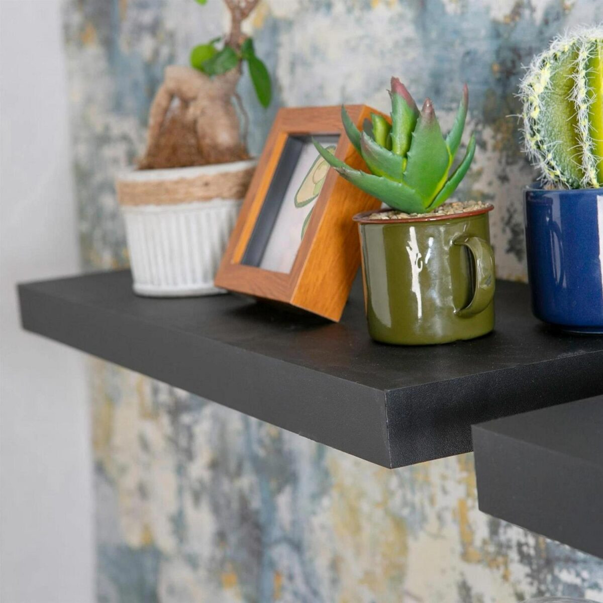 6x Floating Wall Shelves Wooden Wall Storage Living Room Bedroom 60cm Black - Image 6
