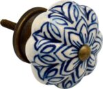 6x Floral Ceramic Cabinet Knobs Vintage Cupboard Door Drawer Handles Navy - Image 4