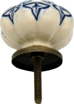 6x Floral Ceramic Cabinet Knobs Vintage Cupboard Door Drawer Handles Navy - Image 5