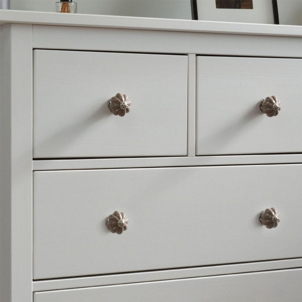 6x Floral Ceramic Cabinet Knobs Vintage Cupboard Door Drawer Handles Grey - Image 7