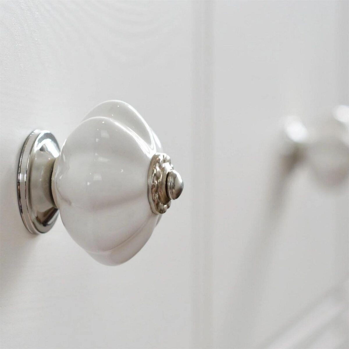 6x Floral Ceramic Cabinet Knobs Vintage Cupboard Door Drawer Handles White - Image 5