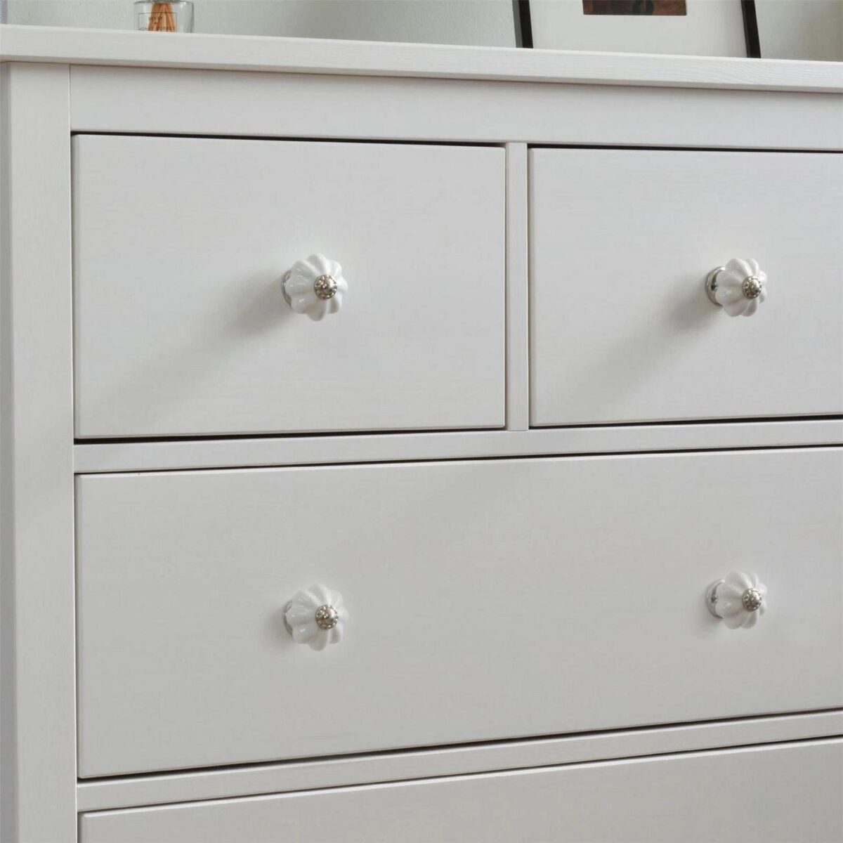 6x Floral Ceramic Cabinet Knobs Vintage Cupboard Door Drawer Handles White - Image 6