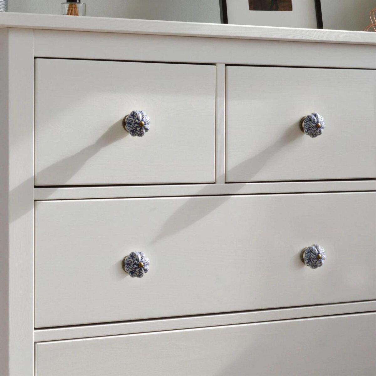 6x Floral Ceramic Cabinet Knobs Vintage Cupboard Door Drawer Handles Navy - Image 7