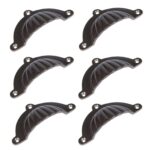 6x Fluted Cabinet Cup Handle Cast Iron Cupboard Handles 95mm x 50mm Raw