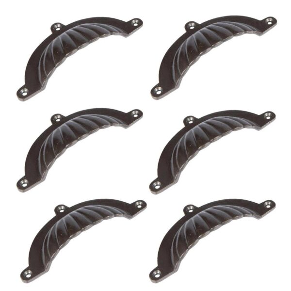6x Fluted Cabinet Cup Handle Cast Iron Cupboard Handles 130mm x 60mm Raw