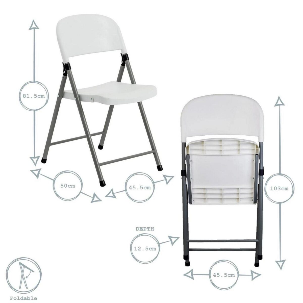 6x Folding Trestle Chairs Heavy Duty Outdoor Picnic Events Furniture White - Image 3