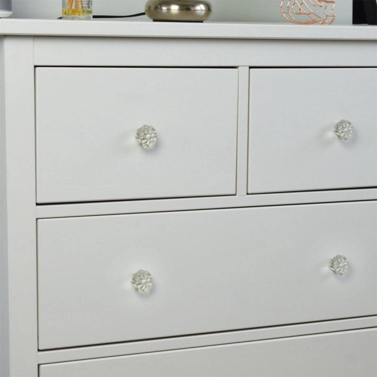 6x Glass Cabinet Knobs Kitchen Bedroom Cupboard Door Drawer Handles Flower - Image 7
