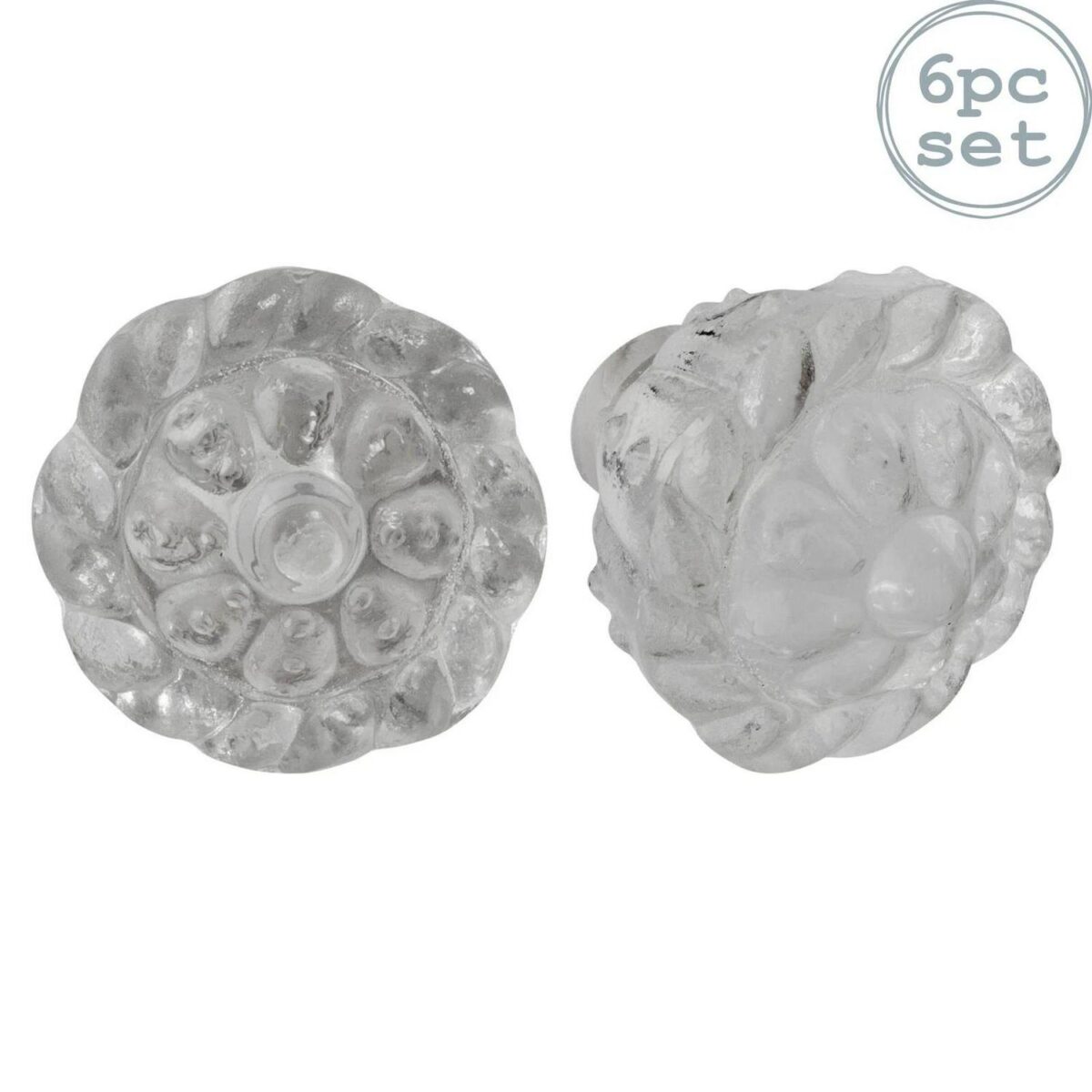 6x Glass Cabinet Knobs Kitchen Bedroom Cupboard Door Drawer Handles Flower - Image 1