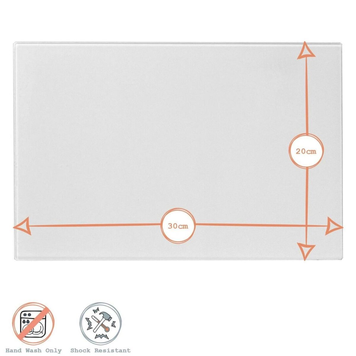 6x Glass Placemats Set Dinner Table Place Mats, White, 30 x 20 cm - Image 3
