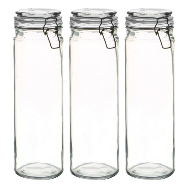 6x Glass Spaghetti Jars Vintage Food Preserving Container 2 Litre White Seal