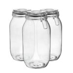 6x Glass Storage Jars Vintage Food Preserving Container 2 Litre Black Seal