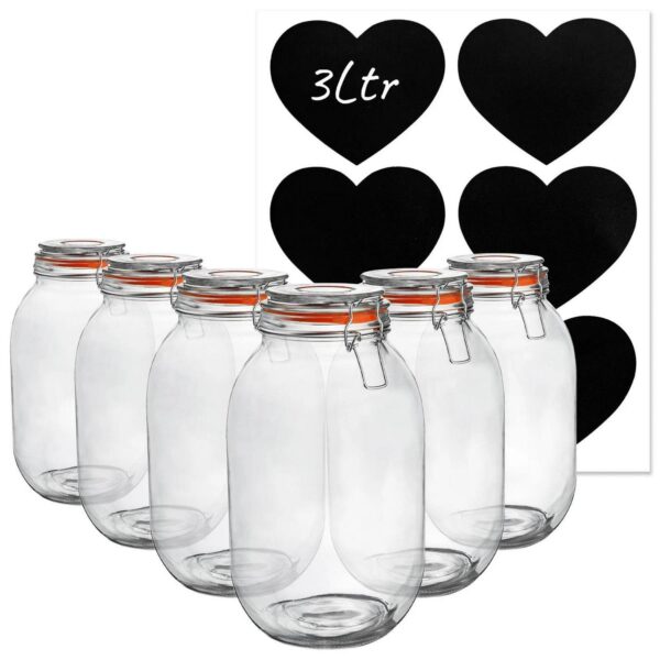 6x Glass Storage Jar 3d453551c34ba6ec88e949a1025d9010