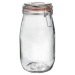 6x Glass Storage Jars Vintage Food Preserving Container 1.5 Litre Orange Seal - Image 4