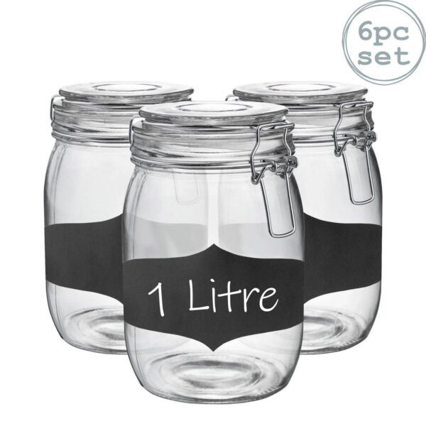 6x Glass Storage Jar b8326ca5b0b20130ddd05d7aeb03d4cc
