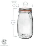 6x Glass Storage Jars Vintage Food Preserving Container 1.5 Litre Orange Seal - Image 3