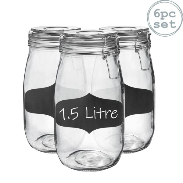 6x Glass Storage Jar d777018fe0fcd9058329afc1baaa22d5