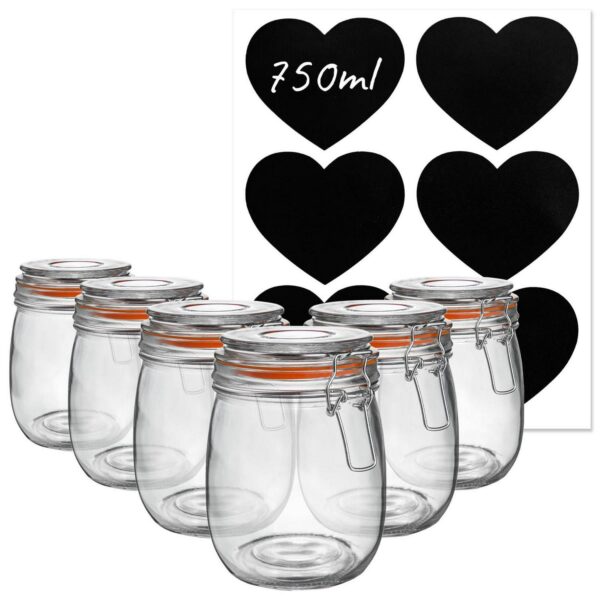 6x Glass Storage Jar e0915deccc4b596f762215181bb46d91