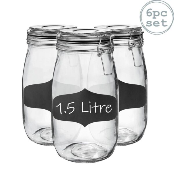 6x Glass Storage Jar e93a68baa33a4188d9c7719184e6cf43