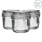 6x Glass Storage Jars Vintage Food Preserving Container 350ml White Seal