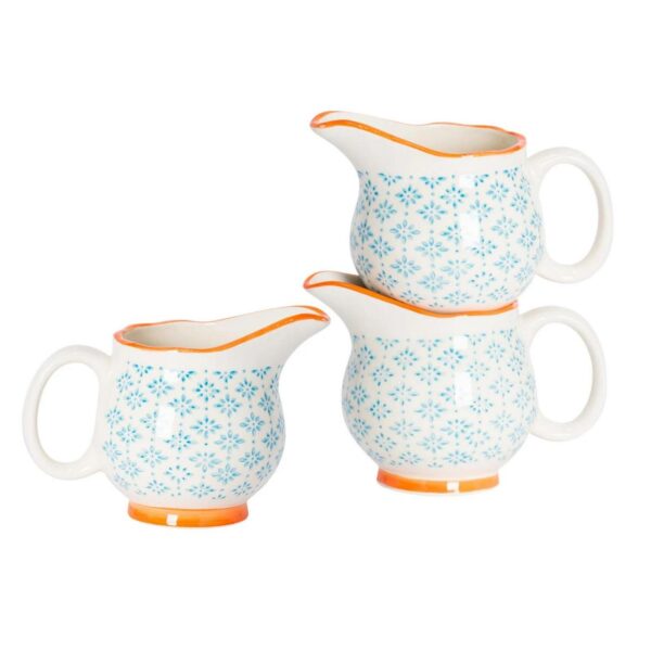 6x Hand-Printed Milk Jugs Japanese Style Porcelain Creamer Pitcher 300ml Blue