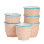 6x Hand-Printed Plant Pots Japanese Porcelain Garden Flower Planter 14cm Orange