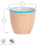 6x Hand-Printed Plant Pots Japanese Porcelain Garden Flower Planter 14cm Orange - Image 3