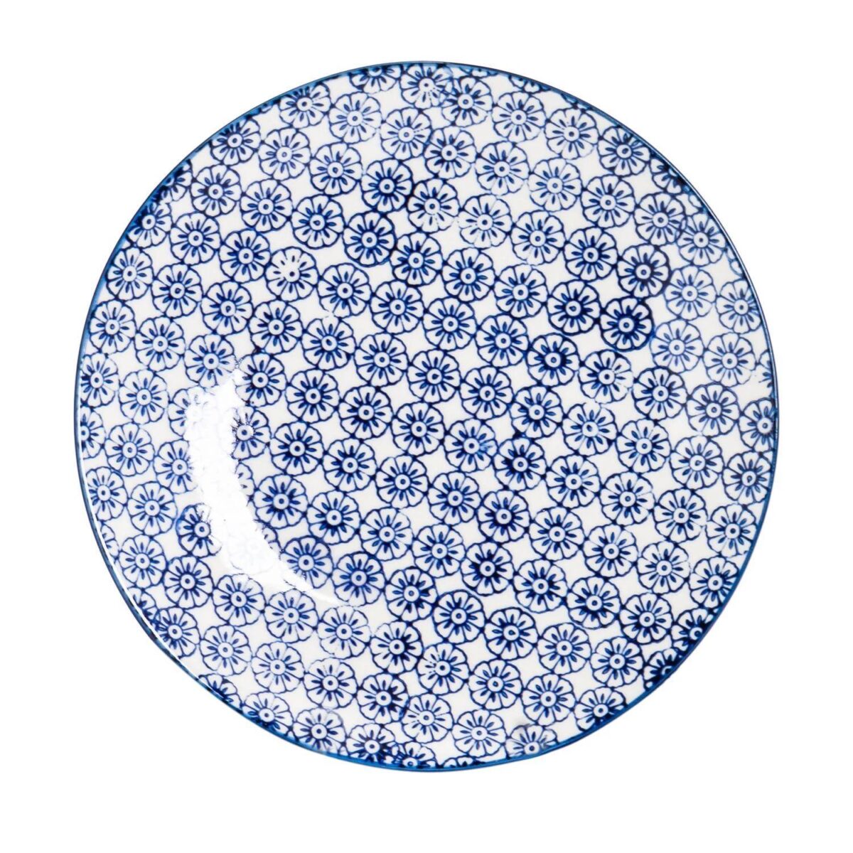 6x Hand-Printed Side Plates Japanese Dessert Dining Crockery 18cm Navy - Image 4