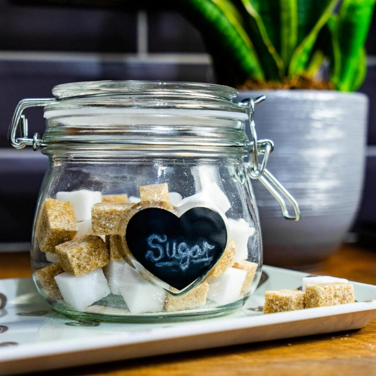 6x Heart Glass Storage Jar Labels Food Preserving Container 5 x 4cm Black - Image 5