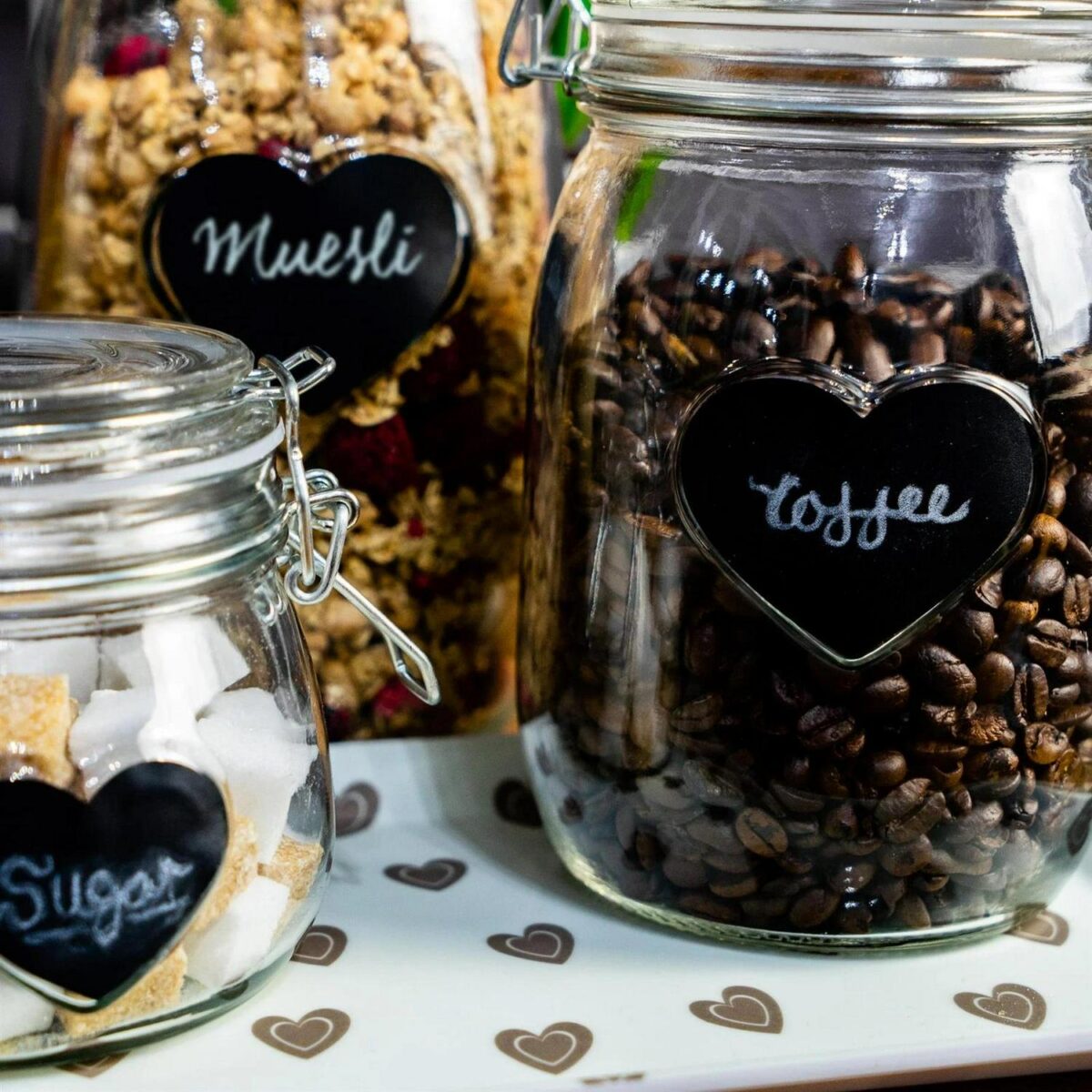 6x Heart Glass Storage Jar Labels Food Preserving Container 6.5 x 5cm Black - Image 6