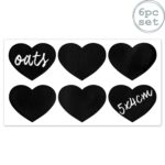 6x Heart Glass Storage Jar Labels Food Preserving Container 5 x 4cm Black